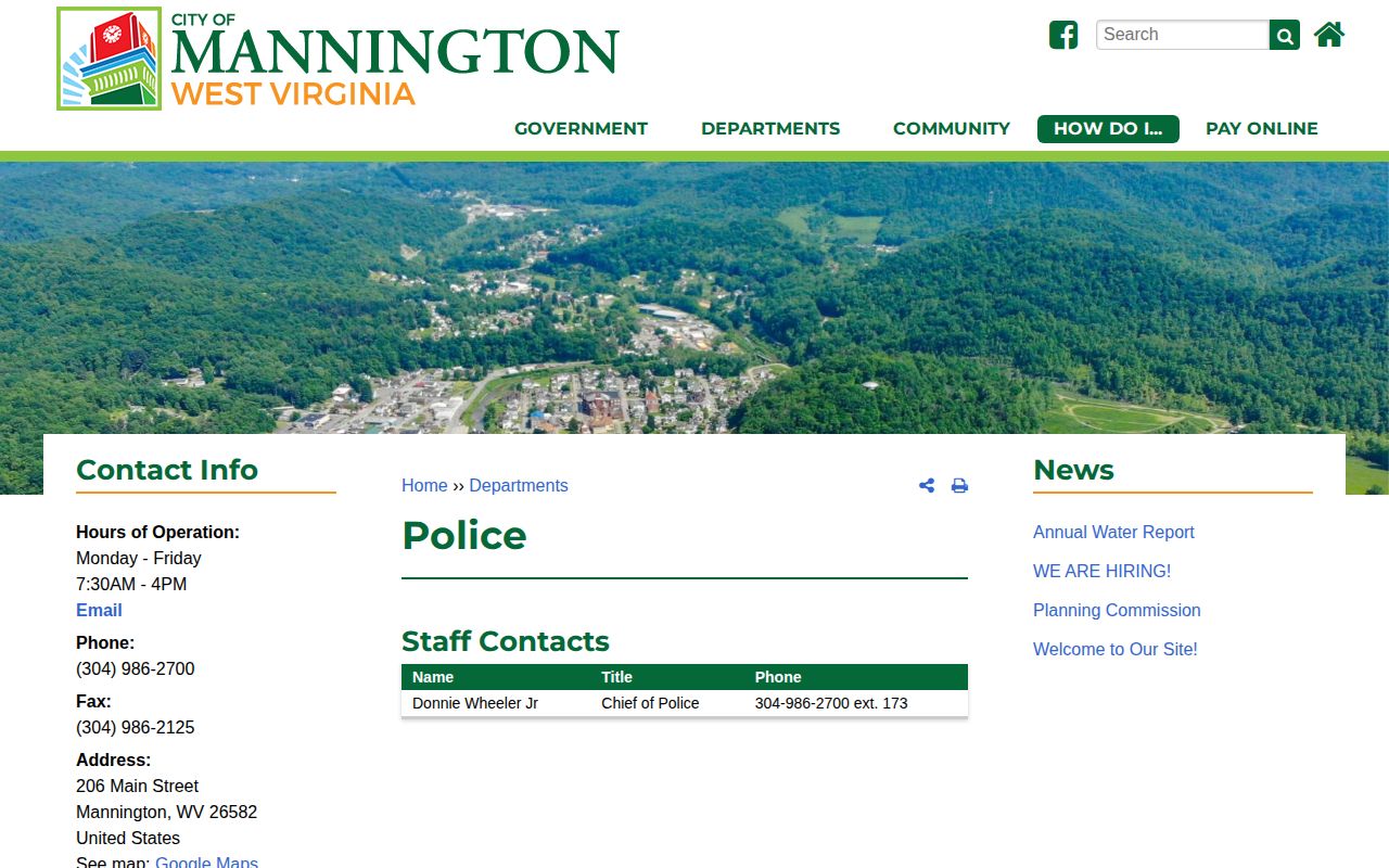 Mannington Police Department arrest-record source